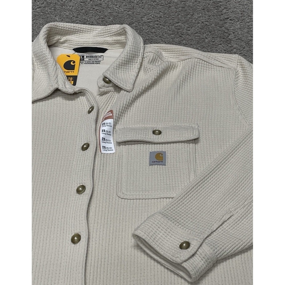 Women's Tan Carhartt oversized heavyweight waffle knit shirt size 2X (20-22) NWT